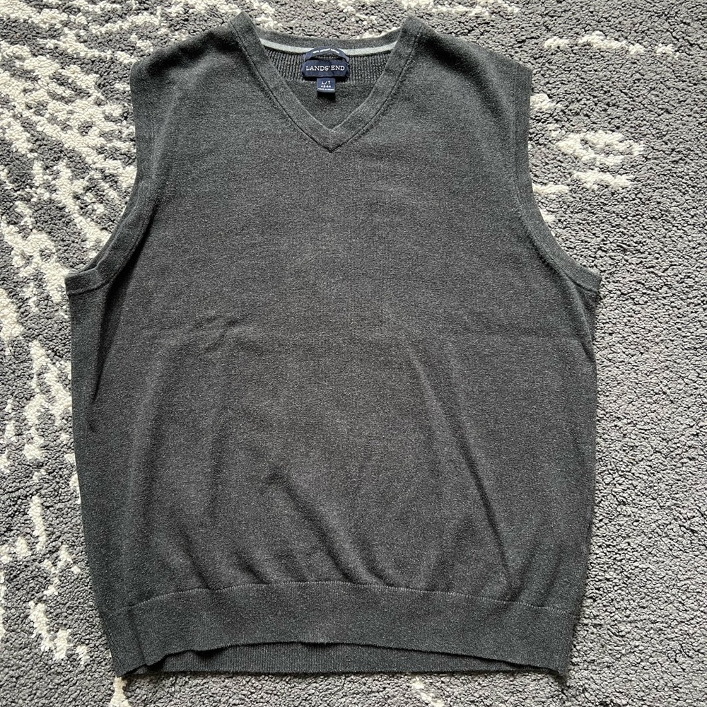 Lands End Grey Sweater Vest